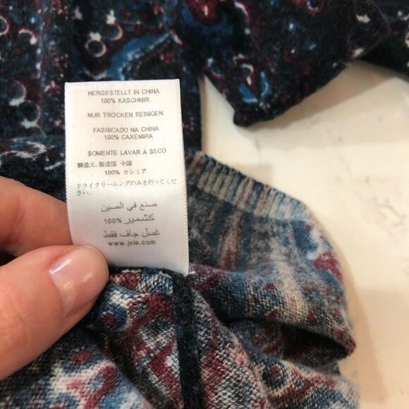 Sz M Joie Eloisa Cashmere Pullover Sweater Abstract print Scoop Neck Long Sleeve - Picture 6 of 6
